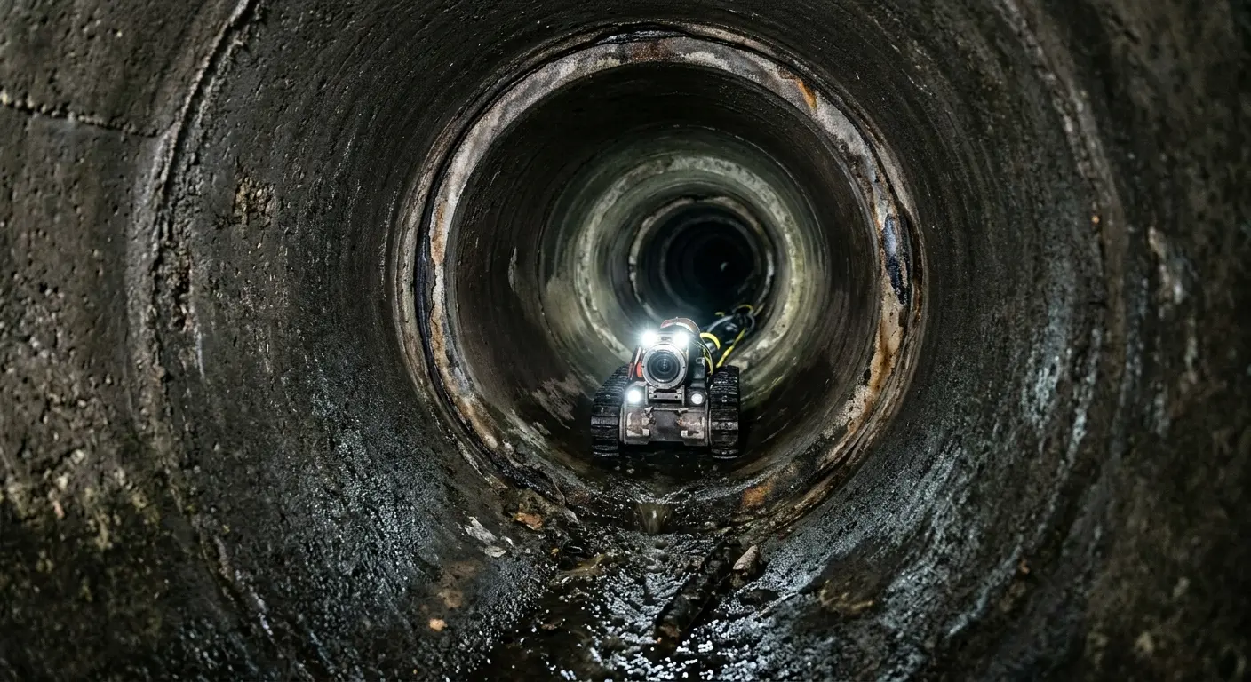 Robotic sewer camera inspecting pipe interior for Drain Snake Service in Burlington